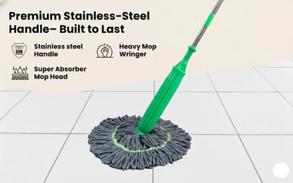 Honivors™ 2-in-1 Self-Wringing Floor Mop | 360° Microfiber Wet & Dry Mop | Hands-Free Squeeze Mop for Home, Kitchen, Bathroom | Premium Stainless Steel Handle