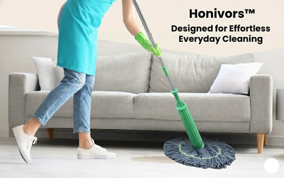 Honivors™ 2-in-1 Self-Wringing Floor Mop | 360° Microfiber Wet & Dry Mop | Hands-Free Squeeze Mop for Home, Kitchen, Bathroom | Premium Stainless Steel Handle