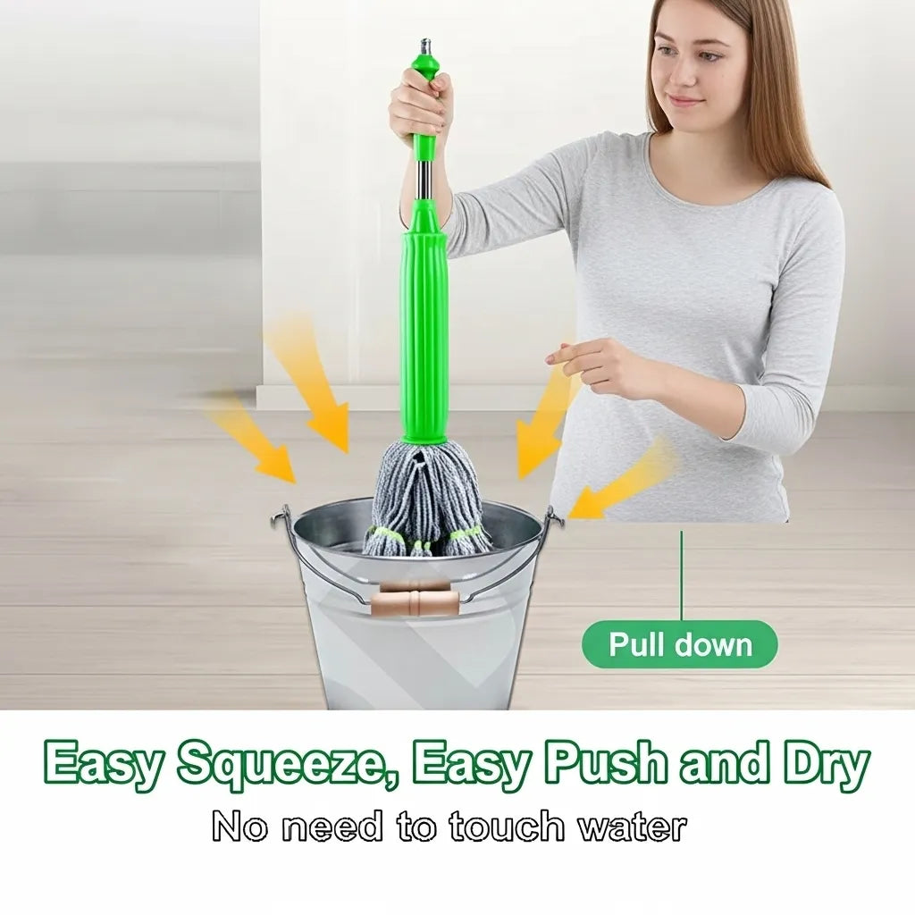 Honivors™ 2-in-1 Self-Wringing Floor Mop | 360° Microfiber Wet & Dry Mop | Hands-Free Squeeze Mop for Home, Kitchen, Bathroom | Premium Stainless Steel Handle