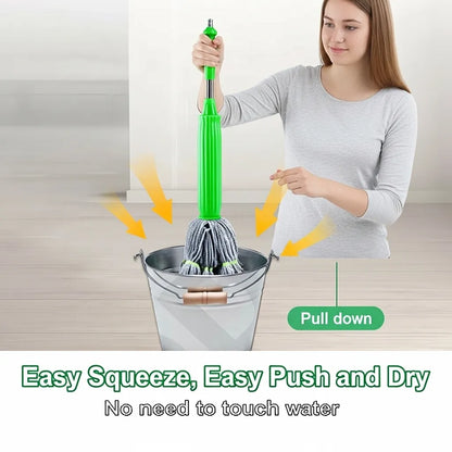 Honivors™ 2-in-1 Self-Wringing Floor Mop | 360° Microfiber Wet & Dry Mop | Hands-Free Squeeze Mop for Home, Kitchen, Bathroom | Premium Stainless Steel Handle