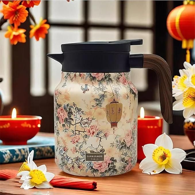 Stainless Steel Insulated Water Pitcher 800ml - Vacuum Hot & Cold Thermos Kettle for Tea, Coffee & Beverages | Premium Teapot Flask