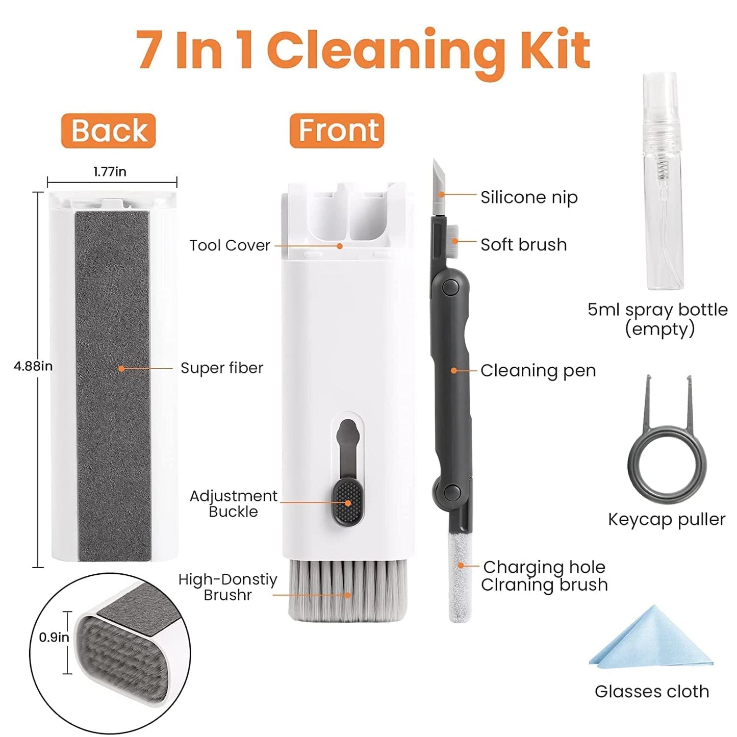 Premium 7-in-1 Electronic Cleaning Kit - Keyboard & Earbud Cleaner with Spray & Keycap Puller