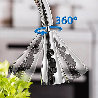 FeedMate™ 3-Mode Kitchen Faucet Extender | High-Pressure 360° Rotatable Anti-Splash Head (Silver)