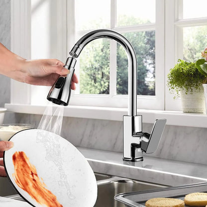 FeedMate™ 3-Mode Kitchen Faucet Extender | High-Pressure 360° Rotatable Anti-Splash Head (Silver)