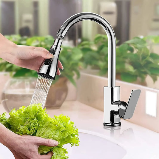 FeedMate™ 3-Mode Kitchen Faucet Extender | High-Pressure 360° Rotatable Anti-Splash Head (Silver)