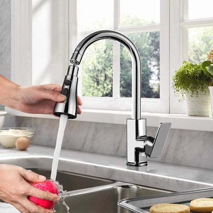 FeedMate™ 3-Mode Kitchen Faucet Extender | High-Pressure 360° Rotatable Anti-Splash Head (Silver)