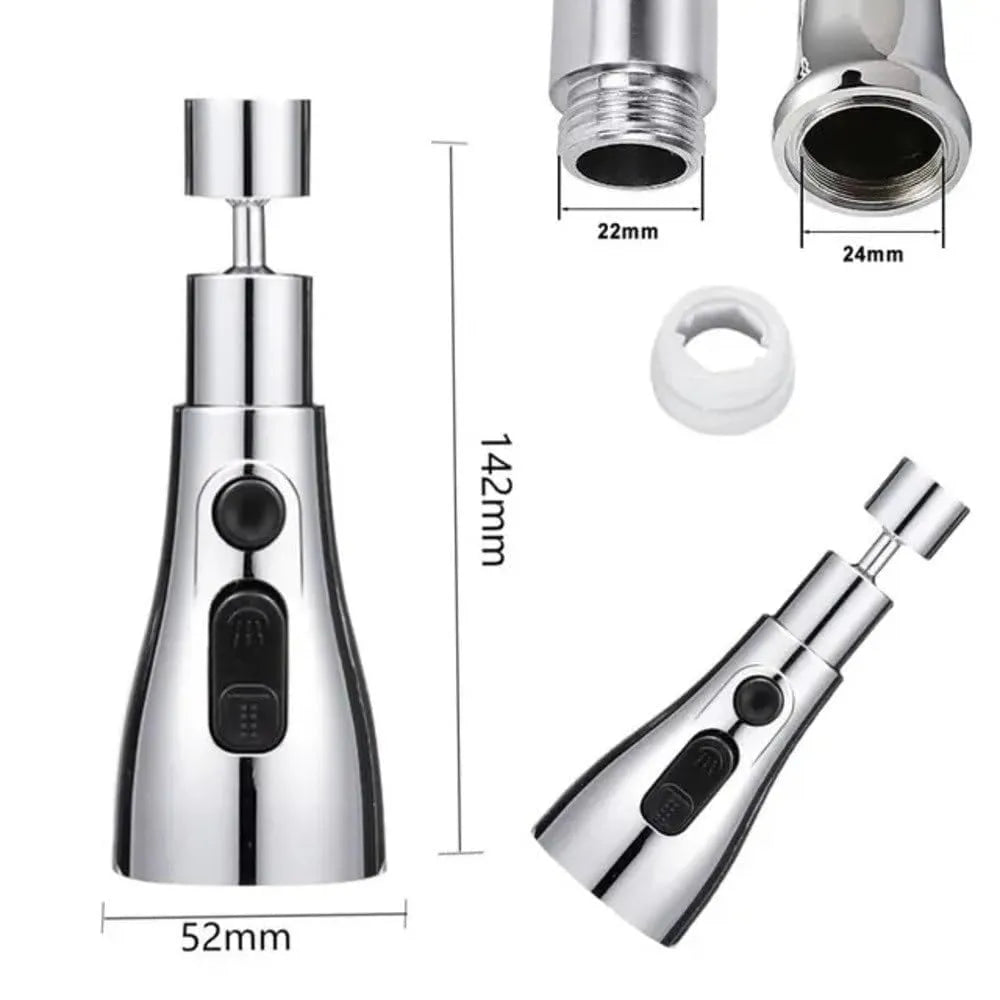 FeedMate™ 3-Mode Kitchen Faucet Extender | High-Pressure 360° Rotatable Anti-Splash Head (Silver)