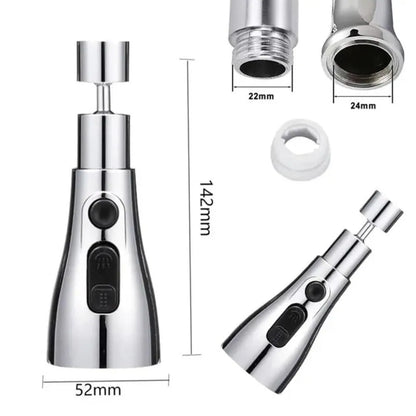FeedMate™ 3-Mode Kitchen Faucet Extender | High-Pressure 360° Rotatable Anti-Splash Head (Silver)