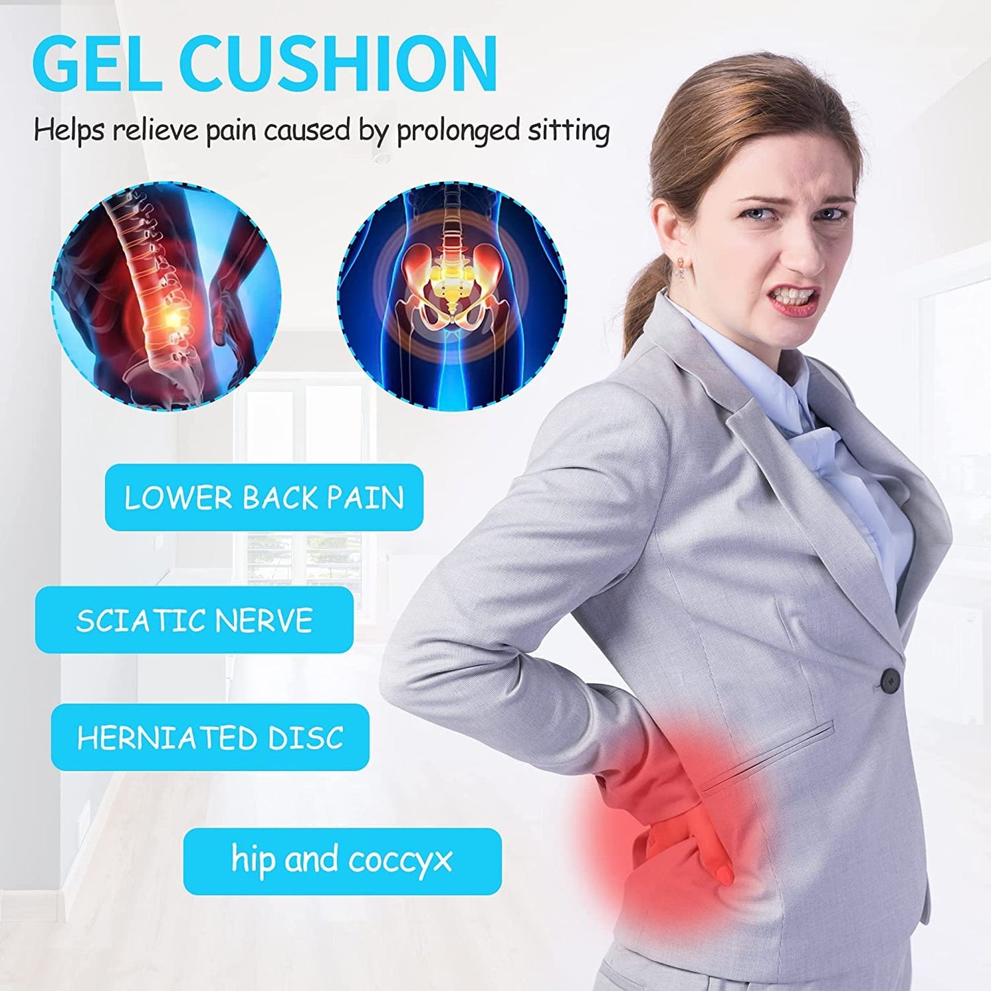 Premium Egg Sitter Gel Grid Cushion - Ultimate Comfort & Lumbar Support for Office, Car & Wheelchair | Breathable Seat Pad