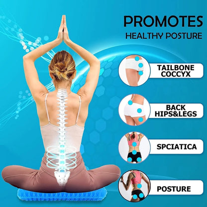 Premium Egg Sitter Gel Grid Cushion - Ultimate Comfort & Lumbar Support for Office, Car & Wheelchair | Breathable Seat Pad